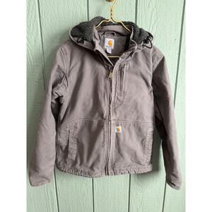 Carhartt Full Swing Women’s Hooded Jacket – Size S (4/6) – Gray – Sherpa Lined
